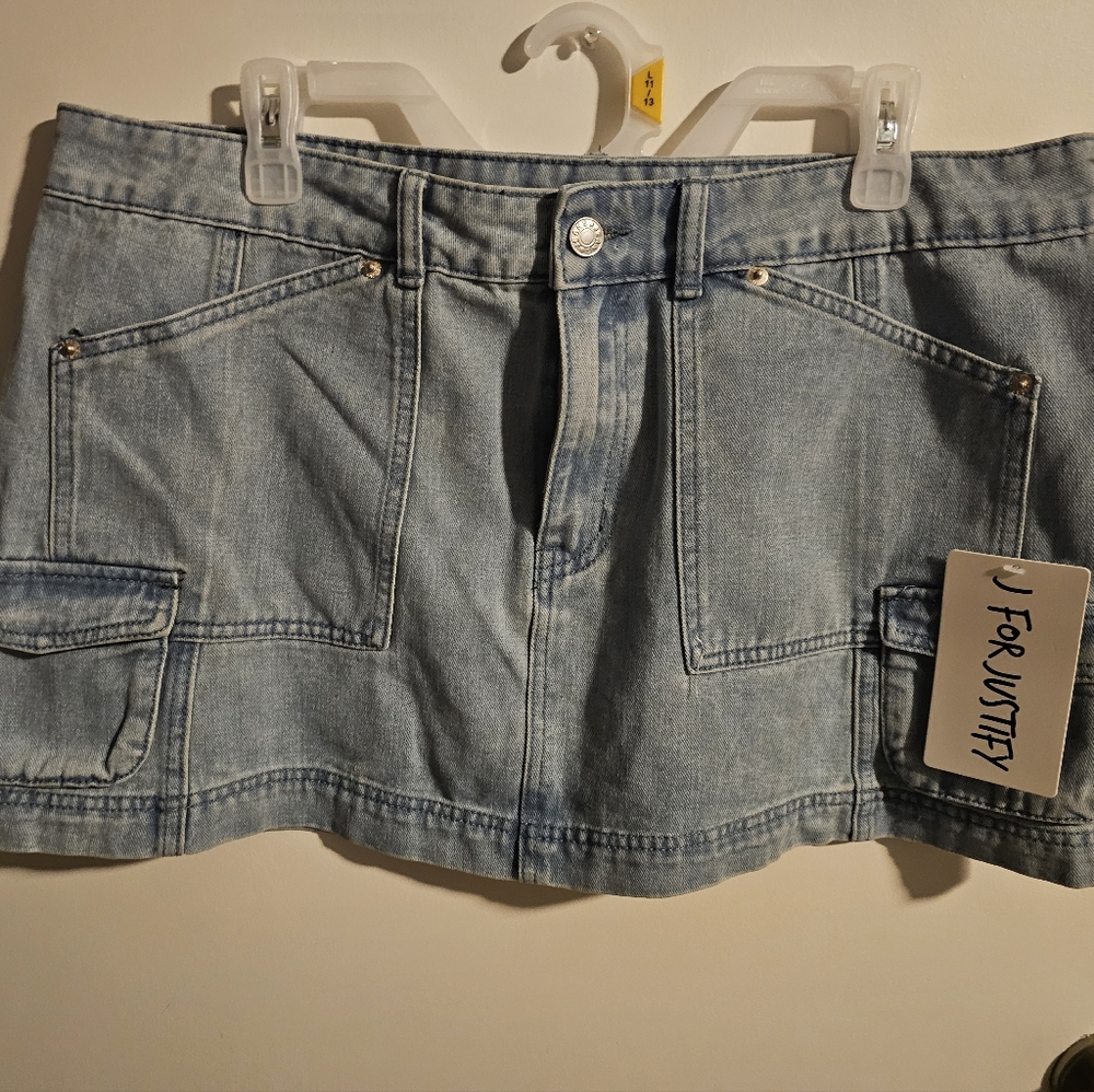 J for Justify Denim Skirt in Soft Blue